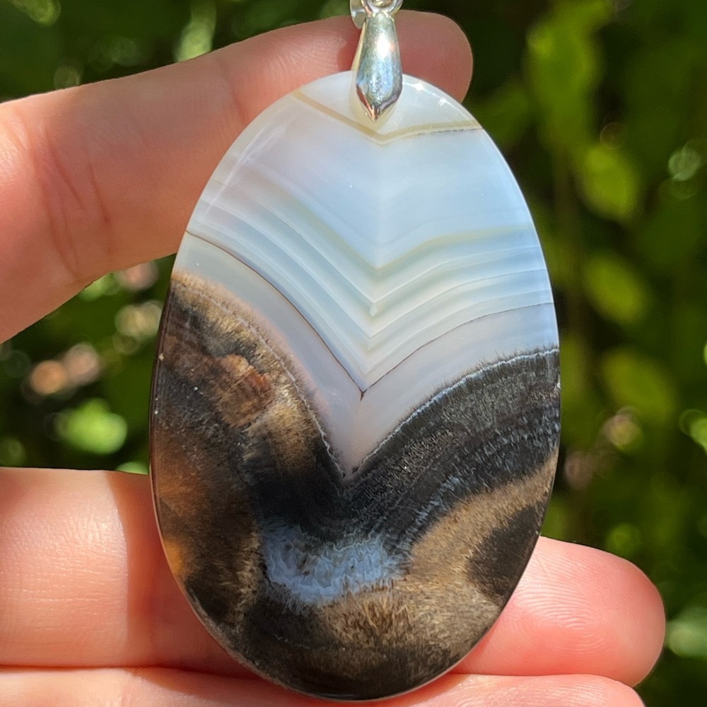 Large Sterling Silver Scenery Dendritic Agate 1327